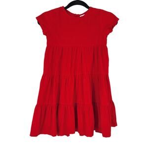 Hanna Andersson Red Corduroy Short Sleeve Twirl Dress Size 120cm US 6-7